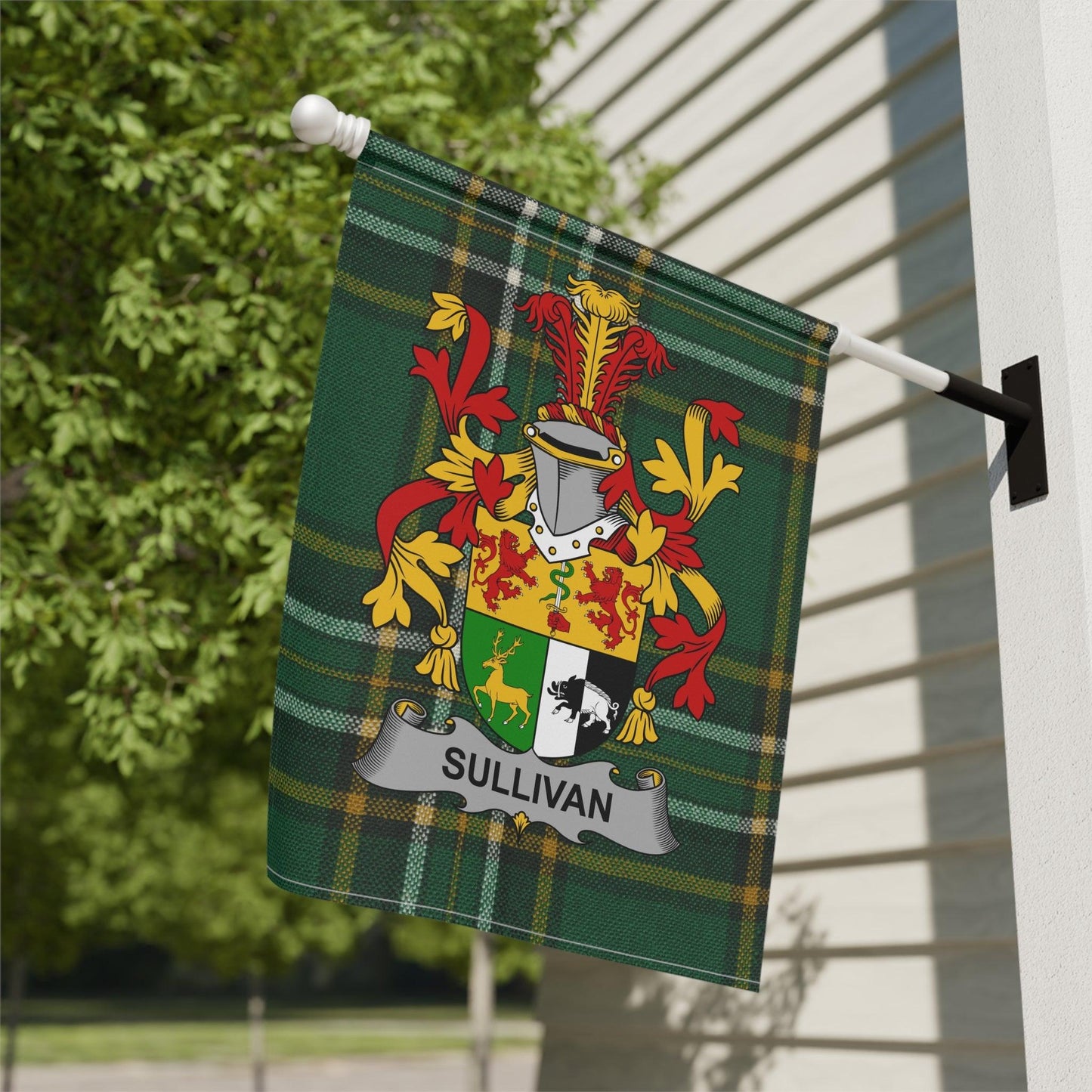 Custom Irish Surname Coat of Arms Tartan Flag