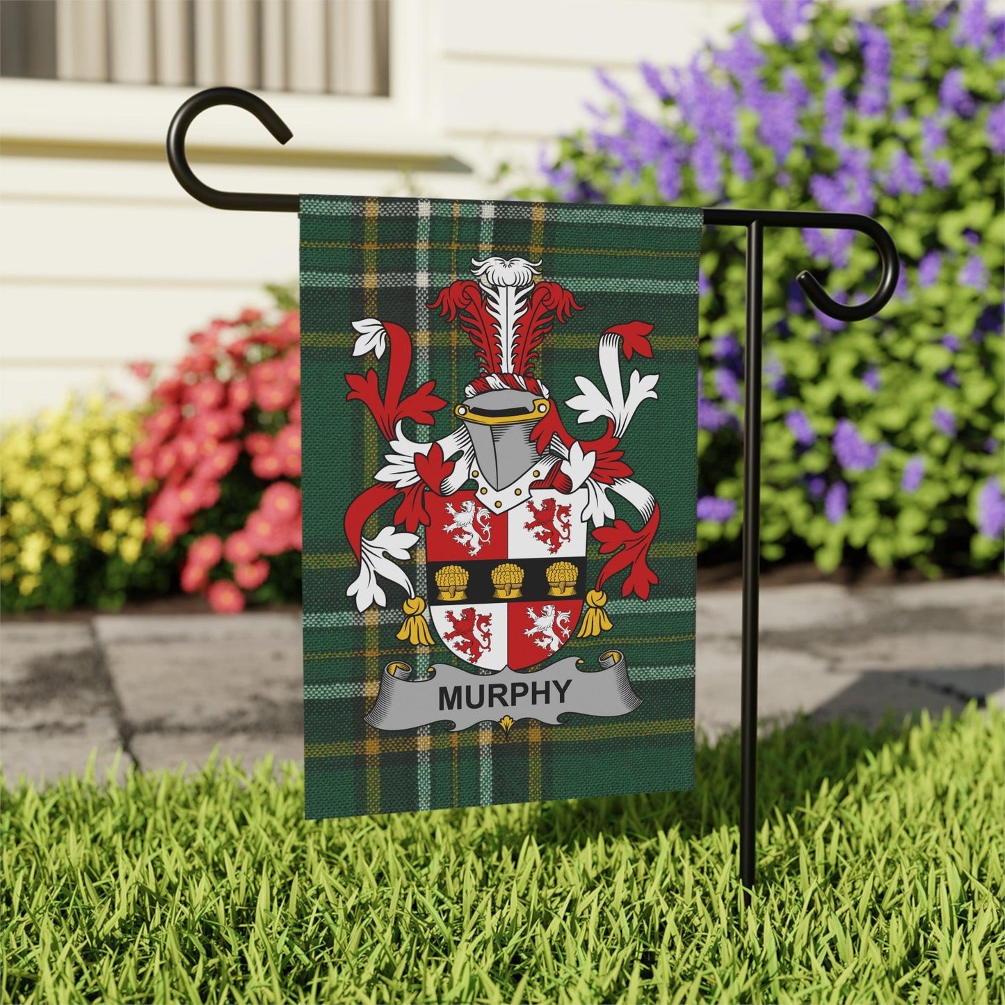 Custom Irish Surname Coat of Arms Tartan Flag