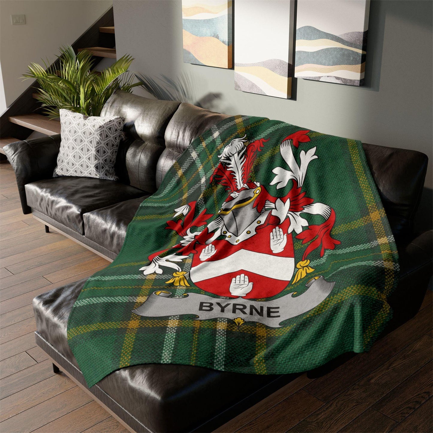 Custom Irish Coat Of Arms Tartan Blanket
