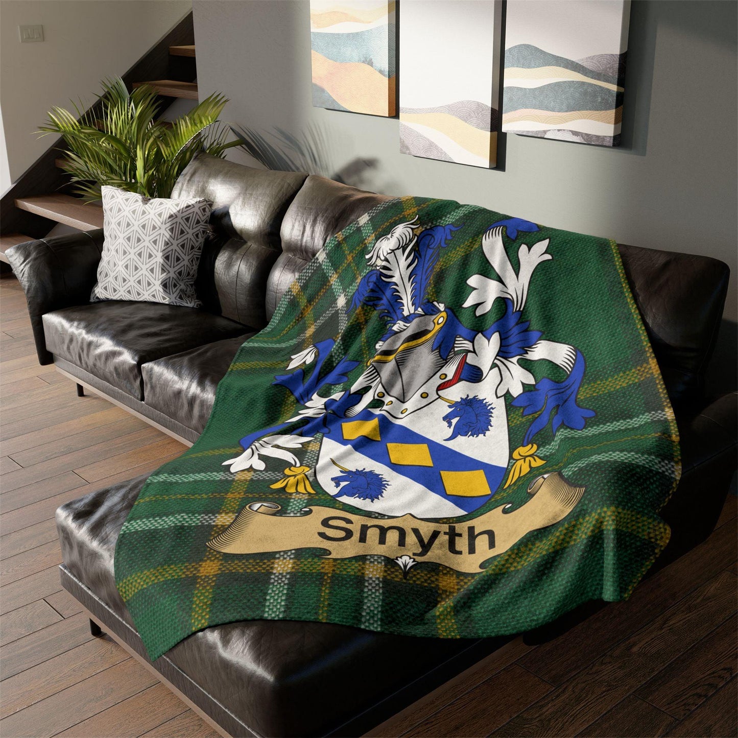 Custom Irish Coat Of Arms Tartan Blanket
