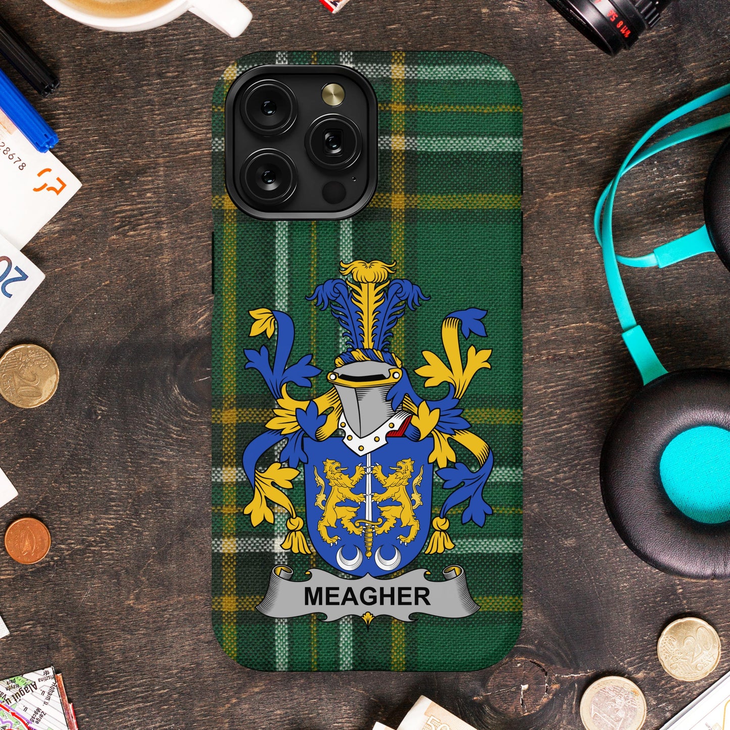 Meagher Irish Surname family Crest Cell phone cover - Celtic Ancestry Gifts