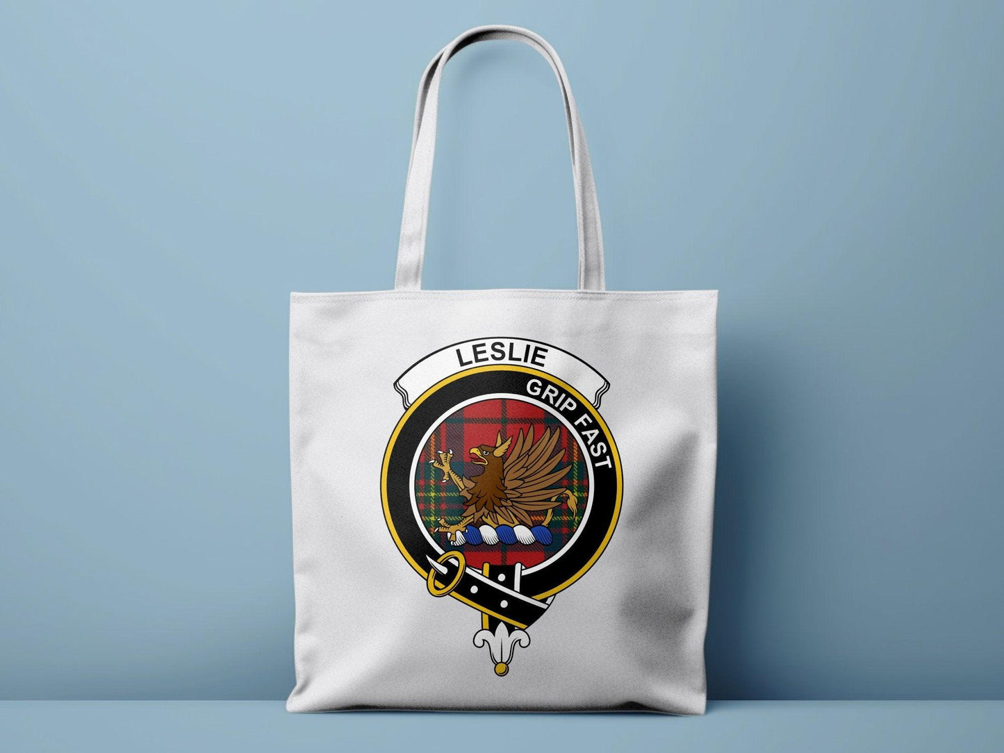 Leslie Scottish Clan Crest Tartan Tote Bags - Celtic Ancestry Gifts