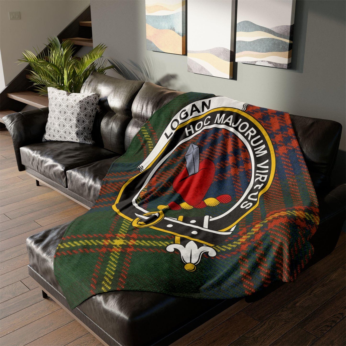 Logan Clan Tartan Blanket – Scottish Crest Throw, Soft & Cozy - Celtic Ancestry Gifts