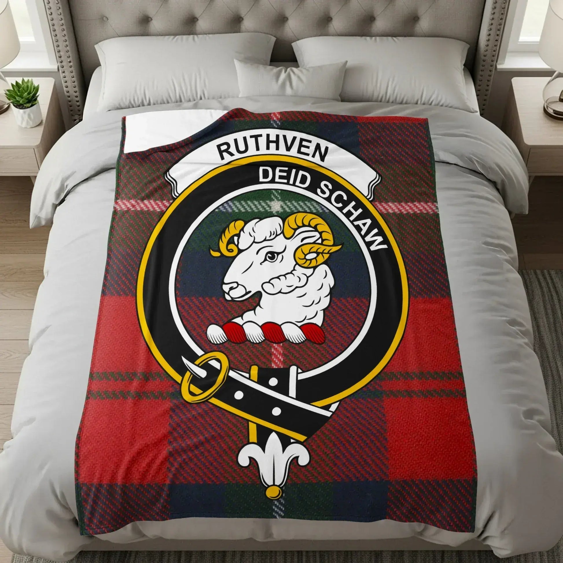Ruthven Deid Schaw Clan Tartan Throw Blanket product