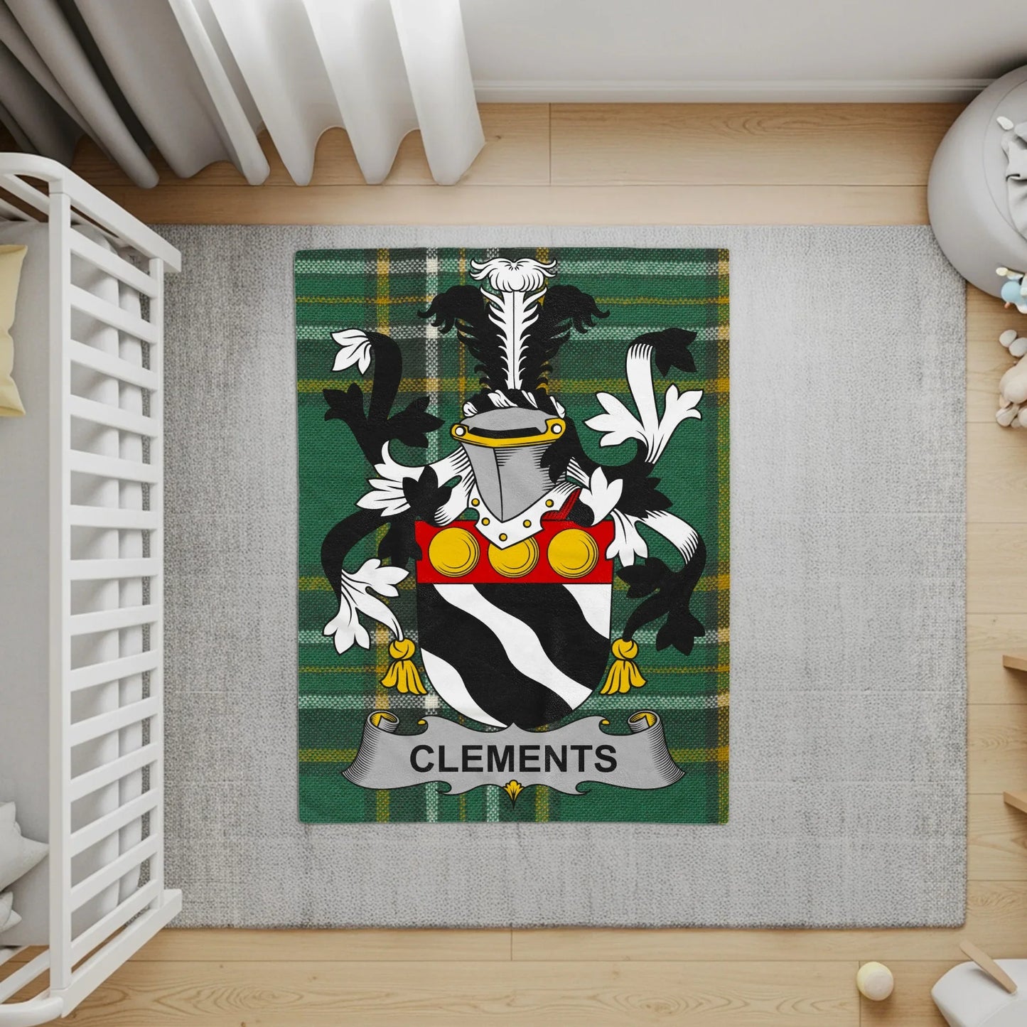 Heraldic Family Crest Clements Personalized Rug product