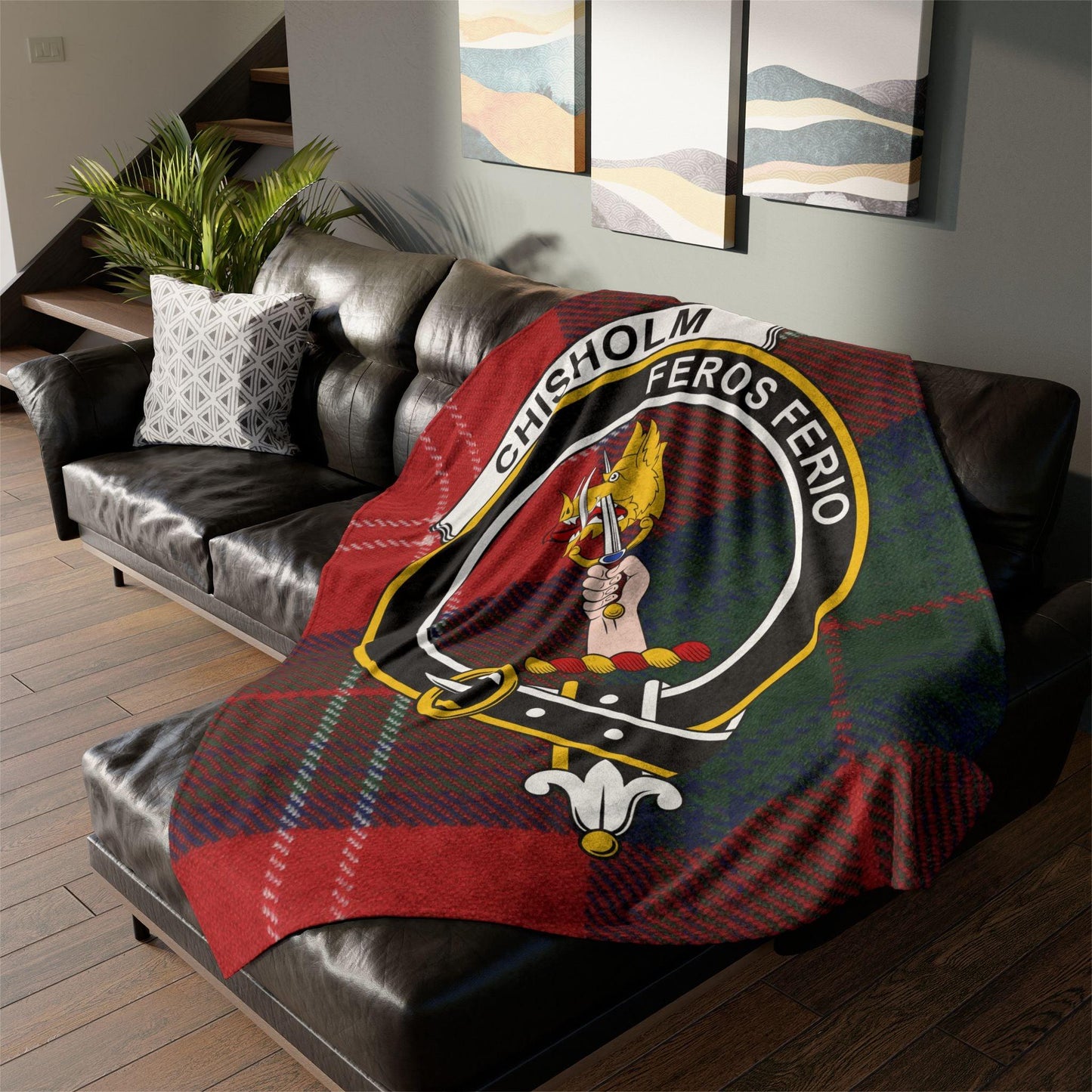 Chisholm Clan Crest Scottish Tartan Blanket