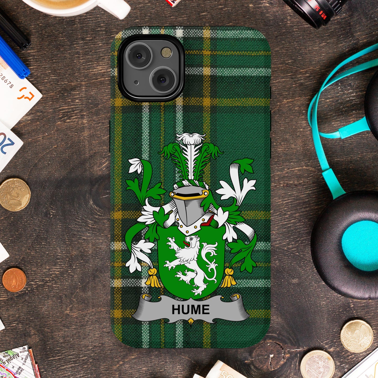 Green Plaid with Family Crest Design Phone Case product