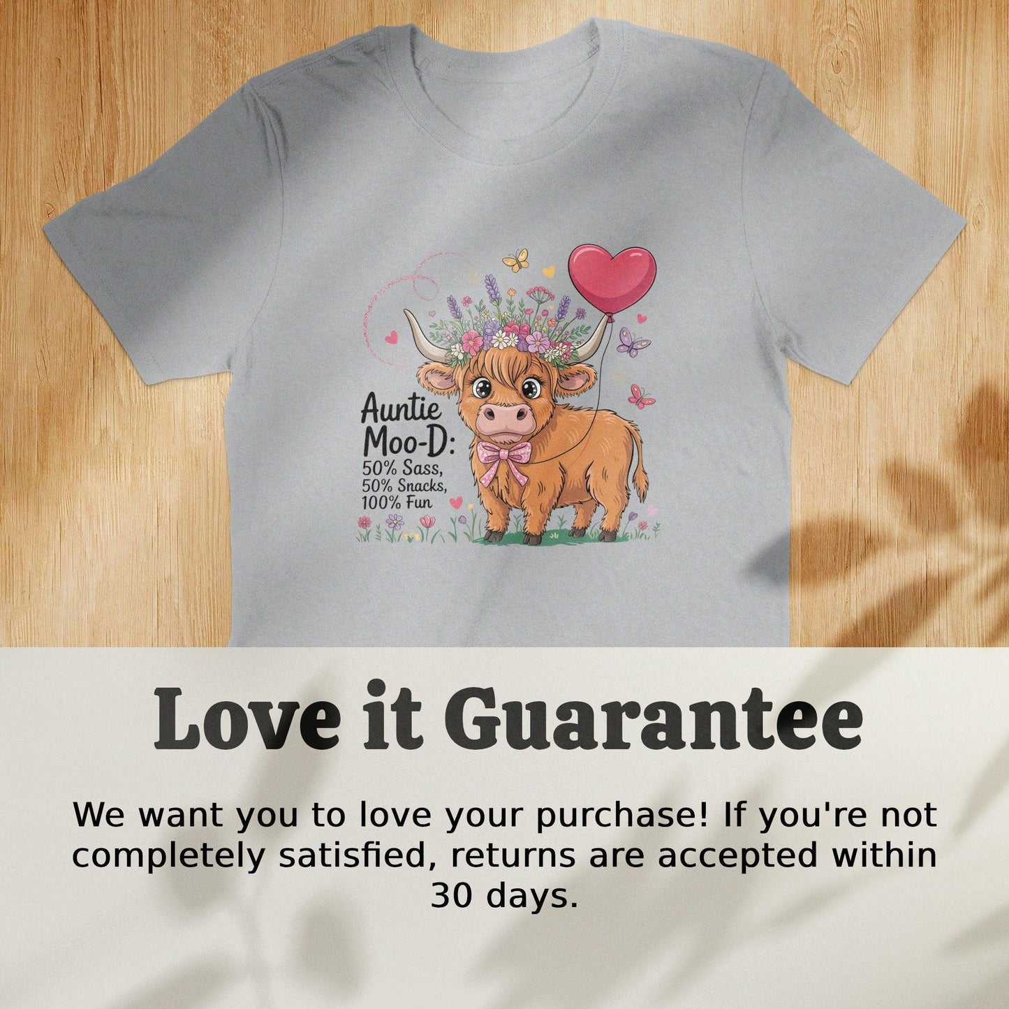 Auntie Moo-D Cute Cartoon Cow Graphic Tee product type