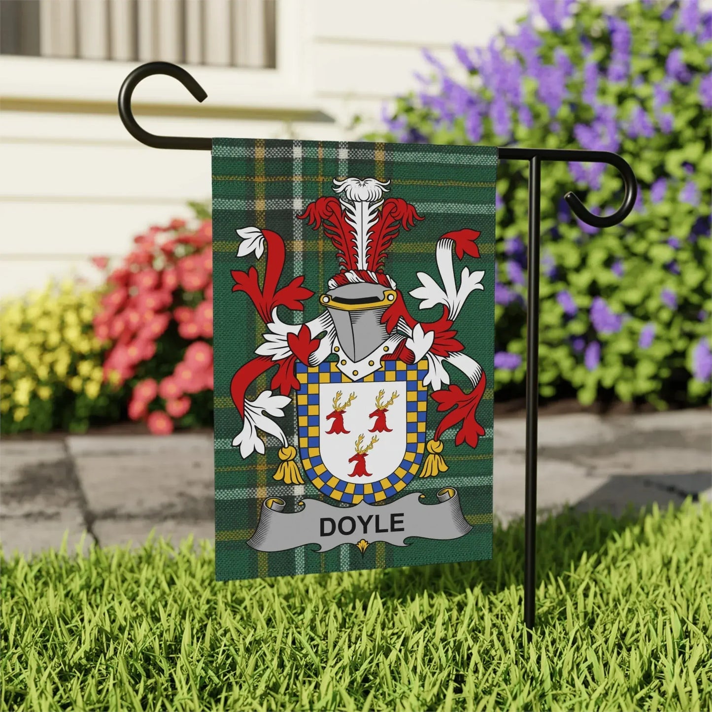 Doyle Family Crest with Shield Garden Flag product type