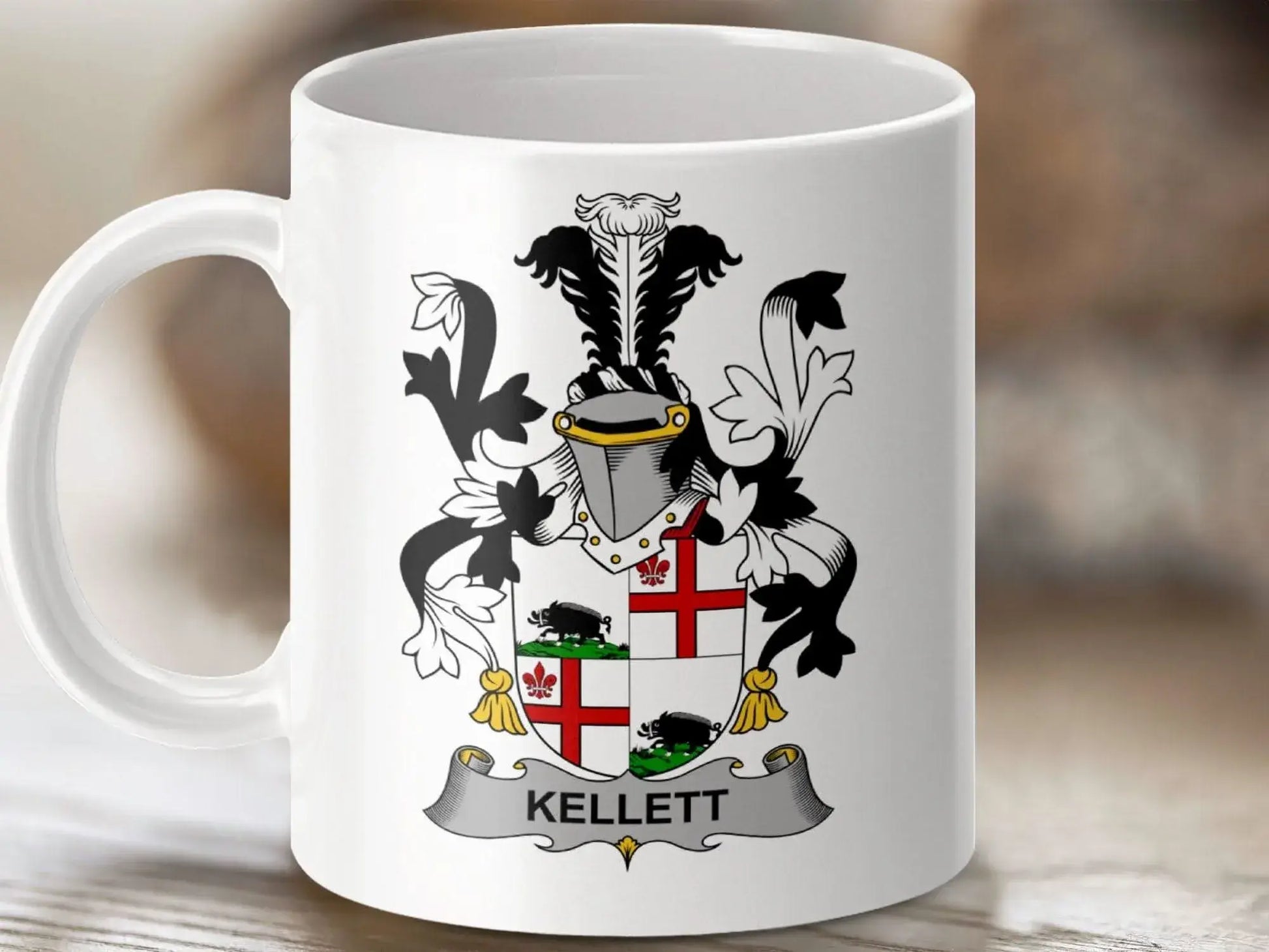Kellett Irish Surname Family Crest 11 oz Ceramic Mug - Celtic Ancestry Gifts