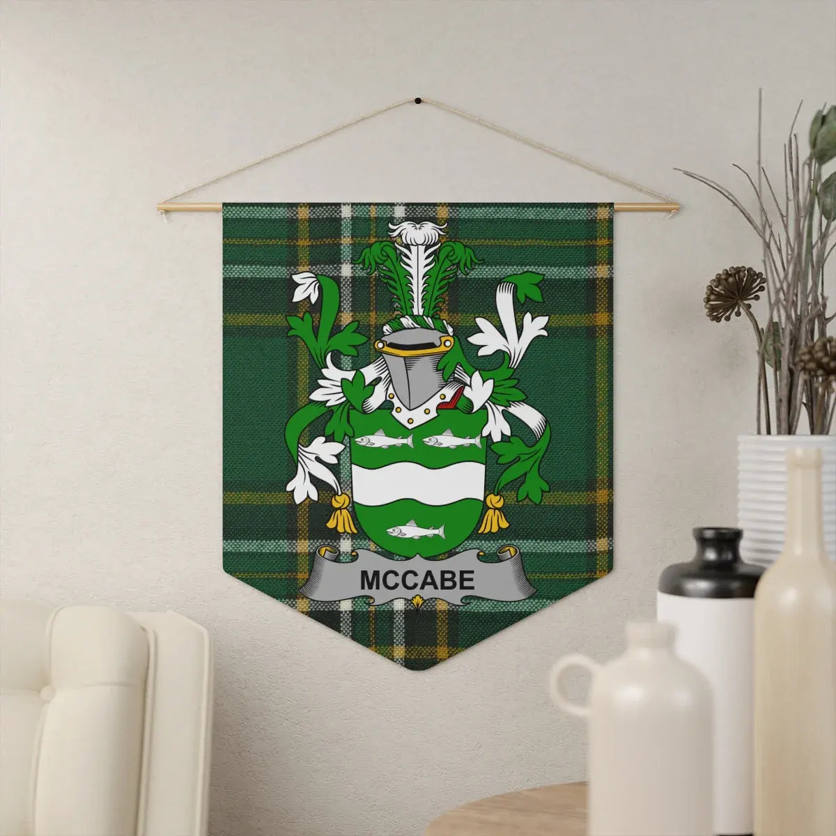 McCabe Family Crest Green Plaid Wall Hanging product