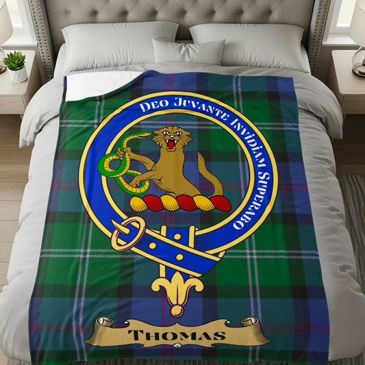 Scottish Clan Tartan Blanket with Family Crest product