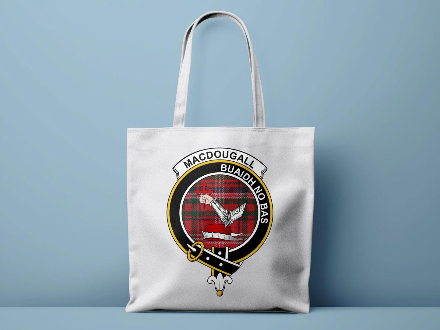 MacDougall Clan Crest Tartan Tote Bags - Celtic Ancestry Gifts