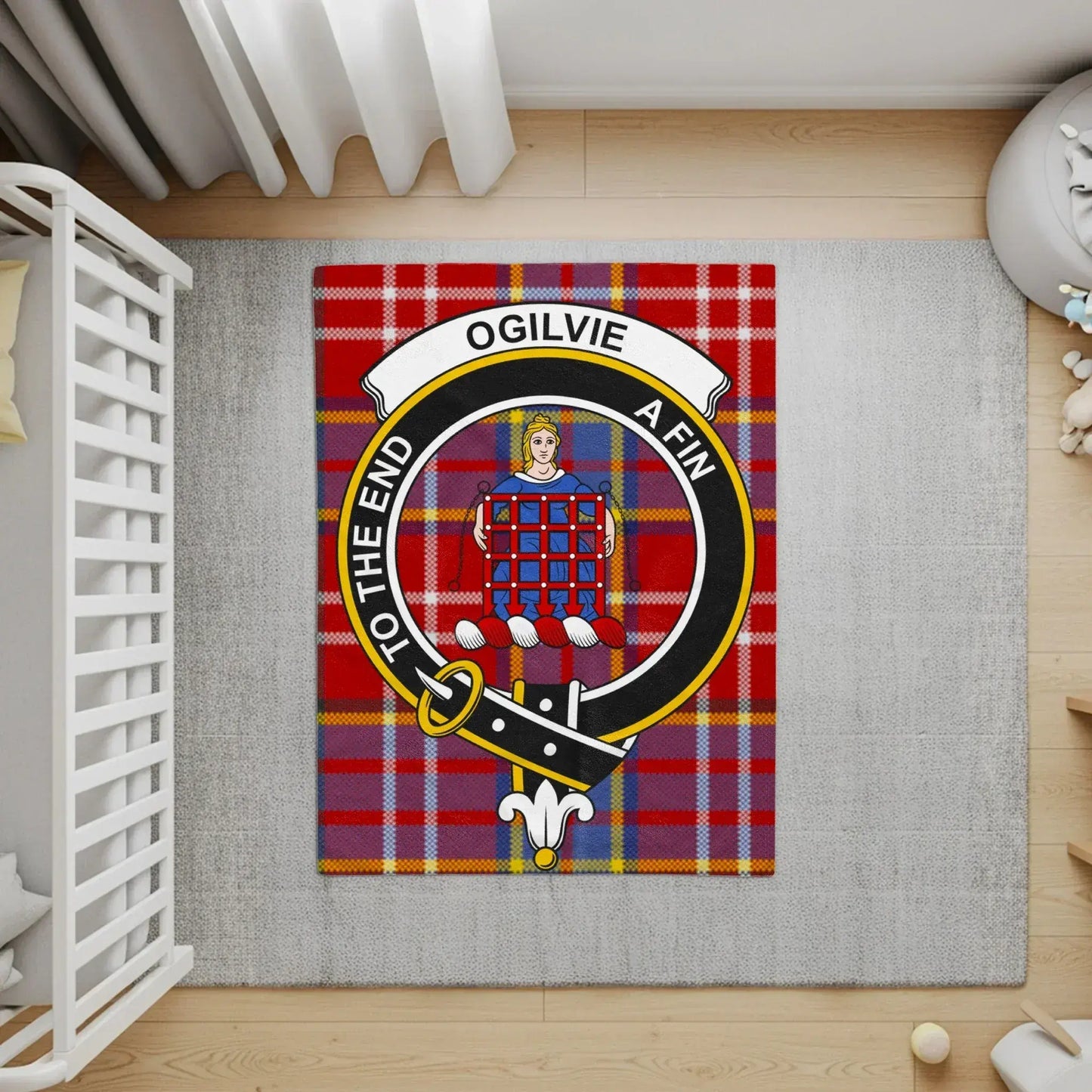Ogilvie Tartan Crest Nursery Rug Colorful Product