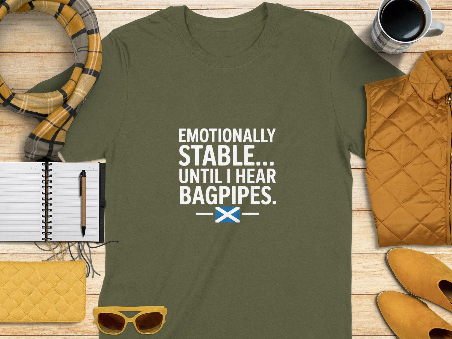 Humor Emotionally Stable Until I Hear Bagpipes T-Shirt - Celtic Ancestry Gifts