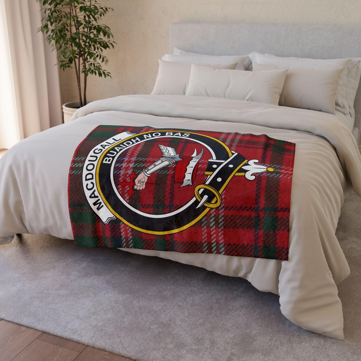 MacDougall Clan Tartan Blanket – Scottish Crest Throw, Soft & Cozy