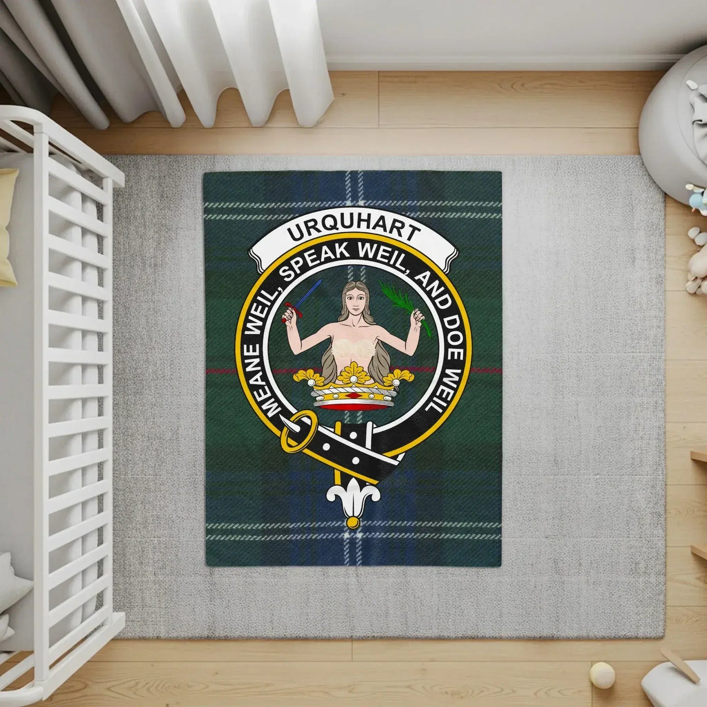 Urquhart Clan Crest Badge Tartan Shield design product type