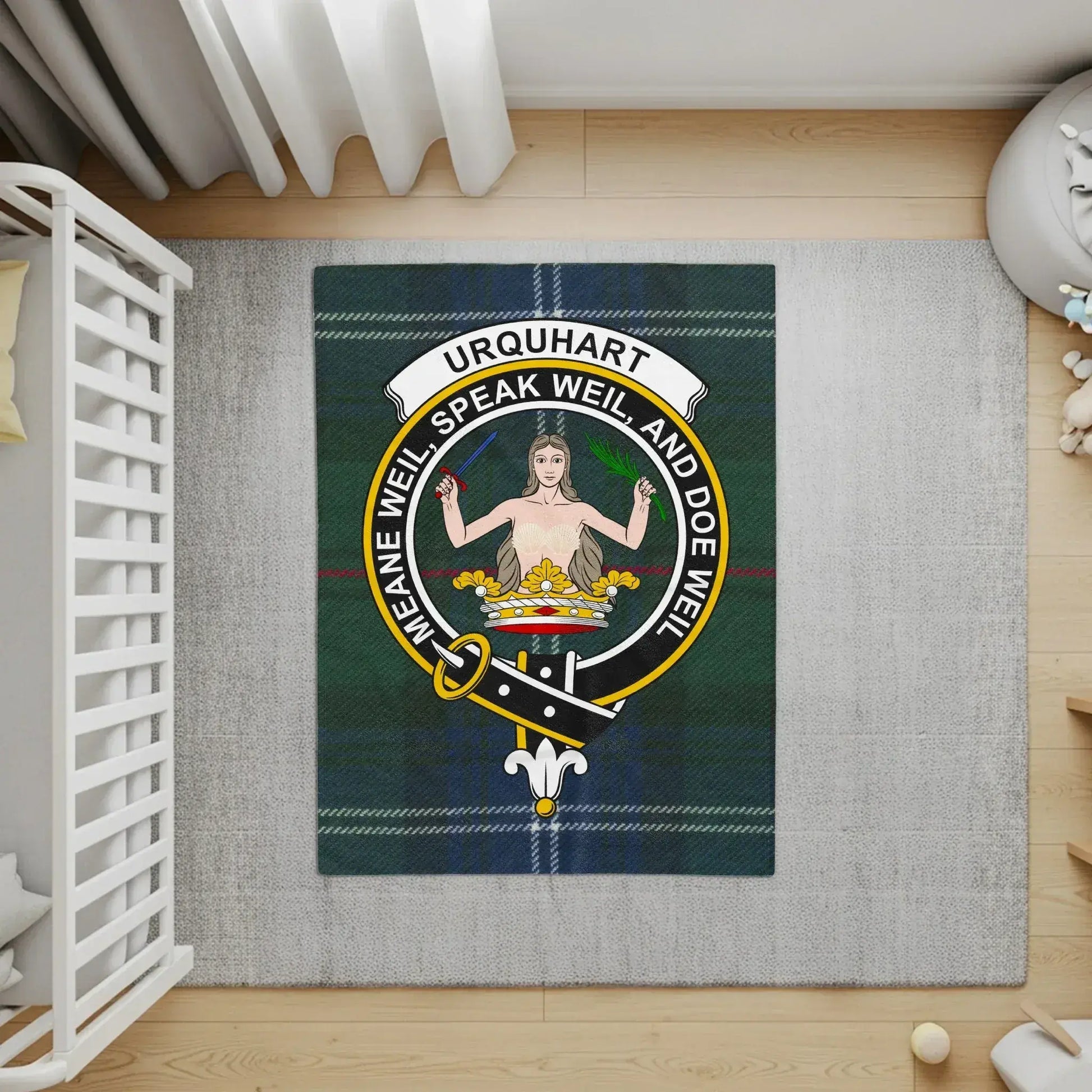 Urquhart Clan Crest Badge Tartan Shield design product type