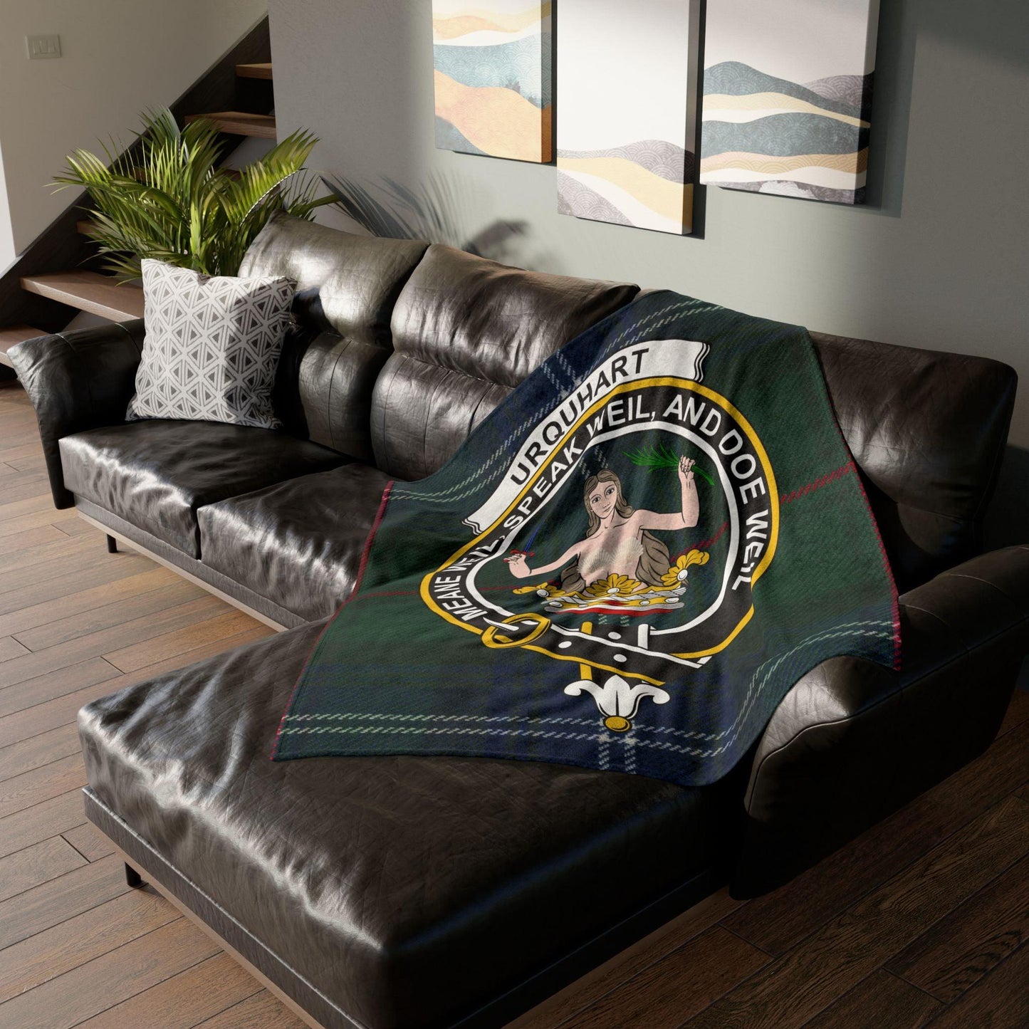 urquhart Clan Tartan Blanket – Scottish Crest Throw