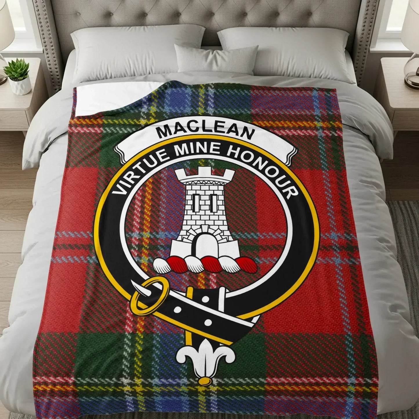 Maclean Tartan Blanket with Clan Crest product type