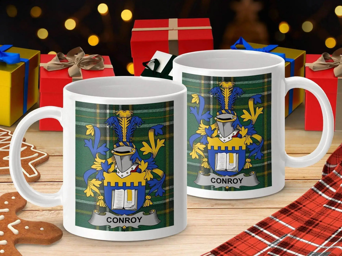 Conroy Family Crest Irish National Tartan Mug - Celtic Ancestry Gifts