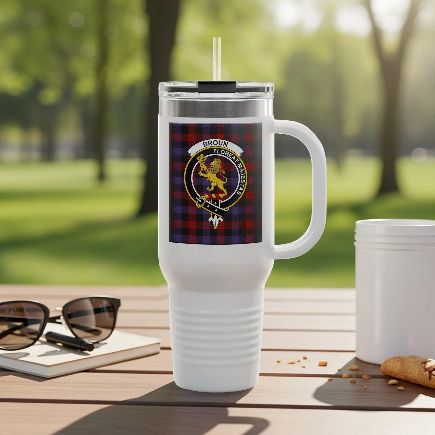 Insulated Travel Mug with Family Crest Handle product type