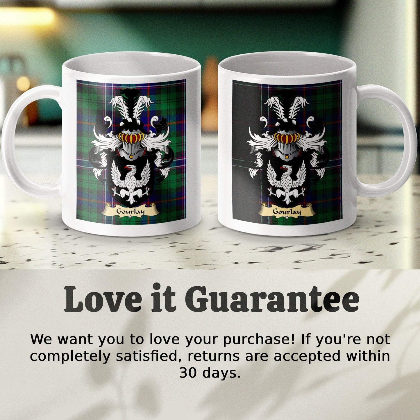Gourlay Clan Surname Coat Of Arms Scottish Mug - Celtic Ancestry Gifts
