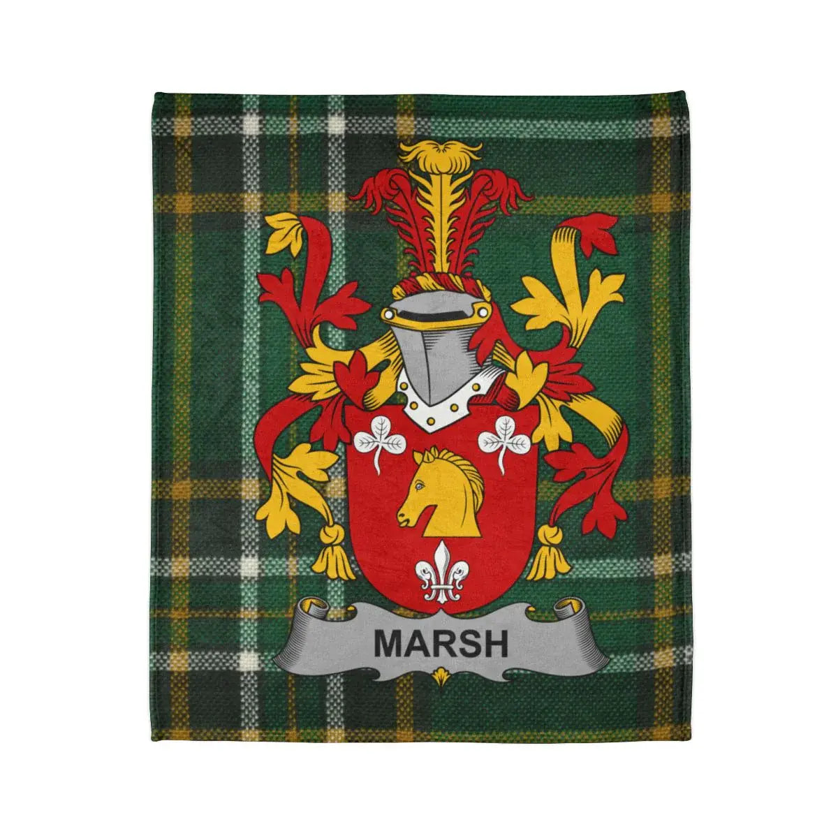 Marsh Family Crest Green Plaid Design Blanket product type