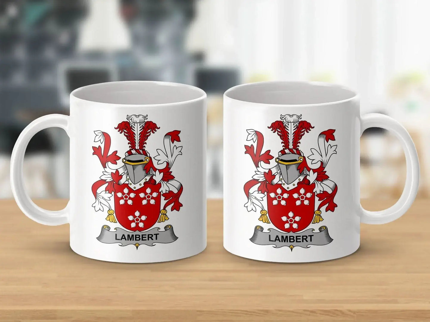 Lambert Irish Surname Family Crest Coat Arms Heraldic mug - Celtic Ancestry Gifts