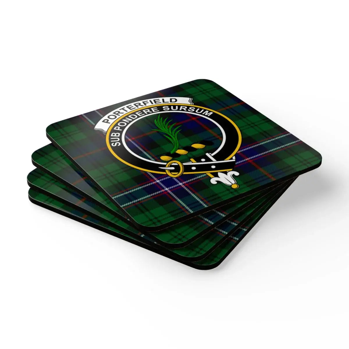 Porterfield Tartan with Family Crest Coasters product