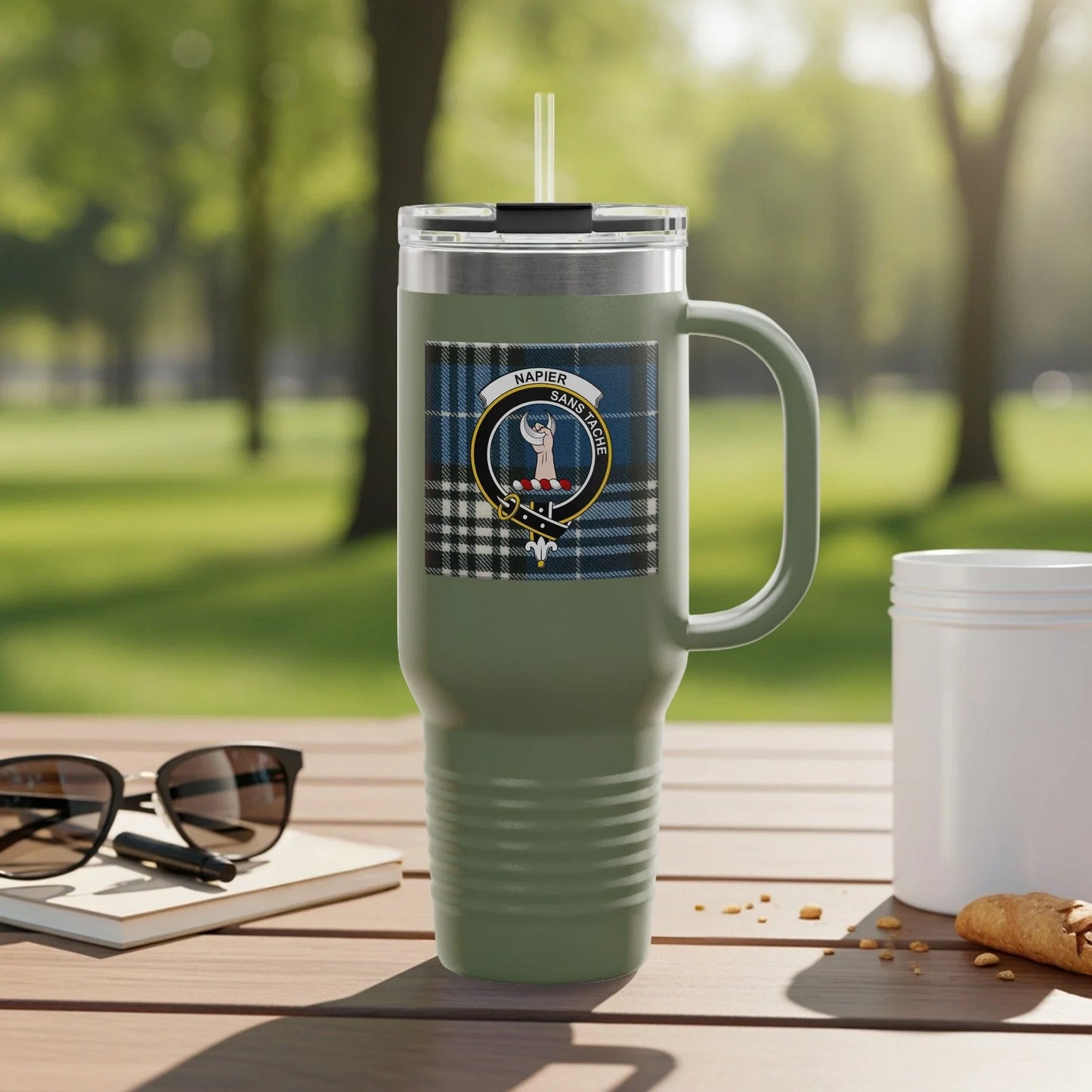 Insulated Green Tumbler with Unique Logo Design product
