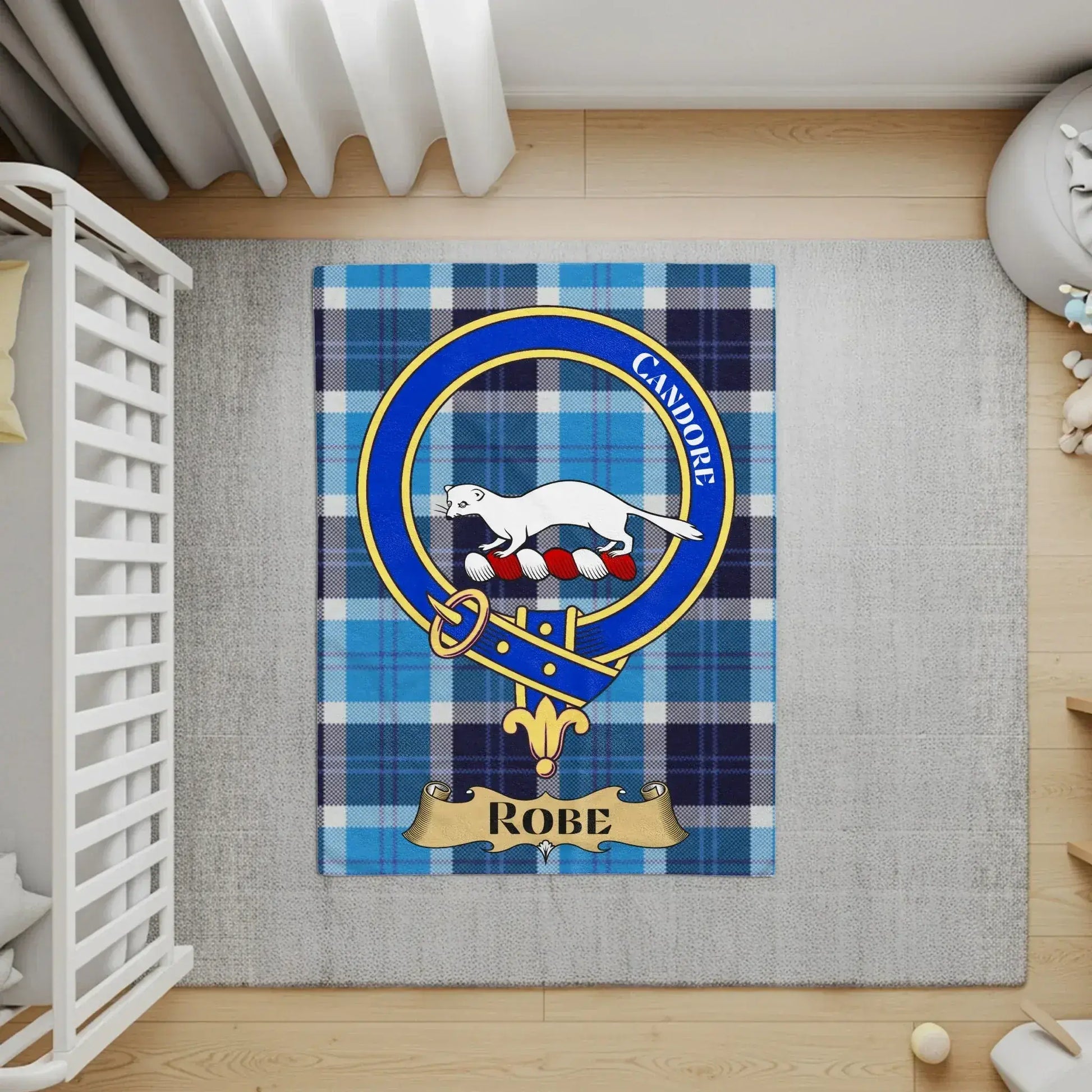 Blue Plaid Tartan Family Crest Area Rug product