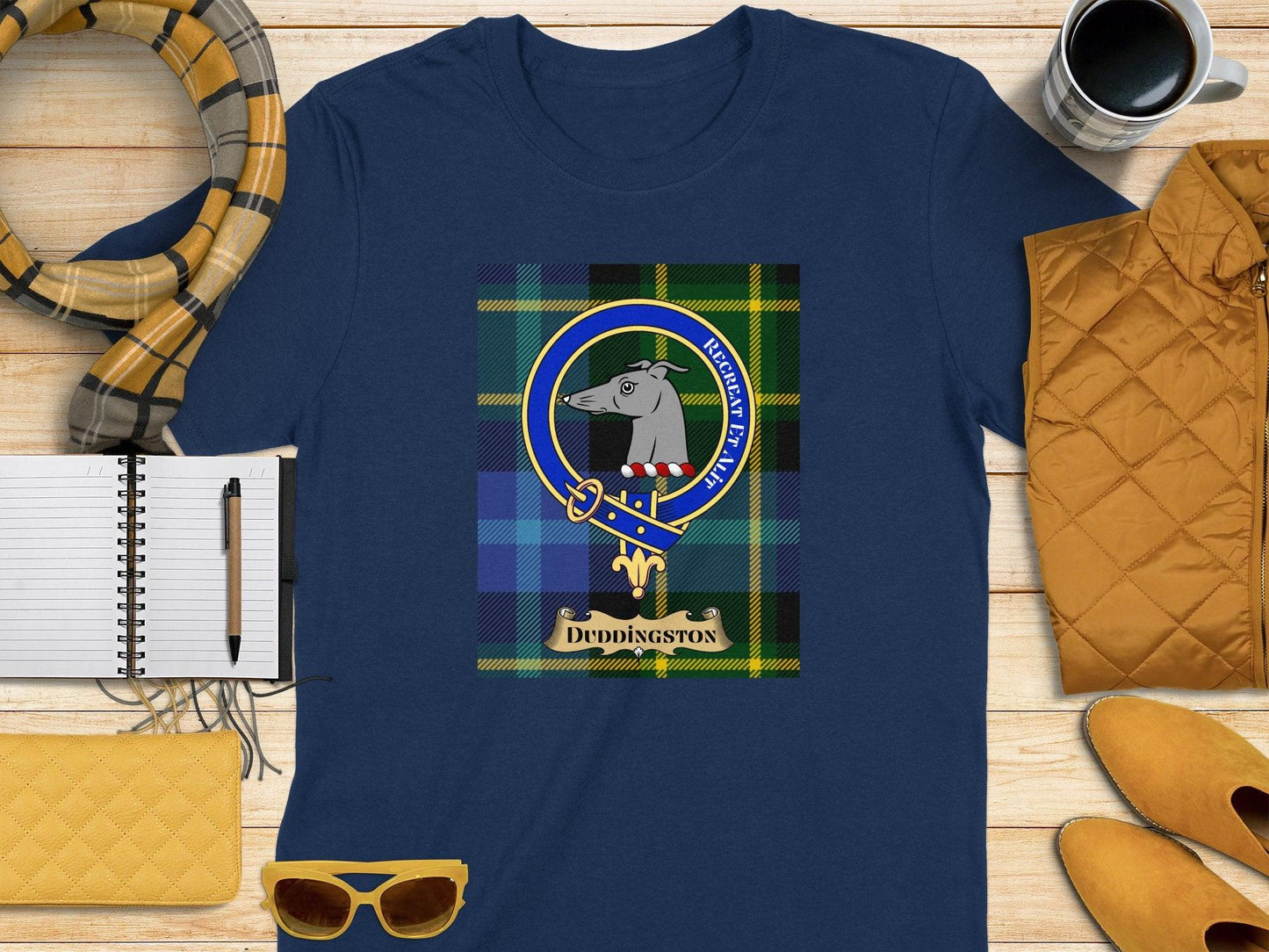 Duddingston Clan Crest Scottish Tartan T-Shirt - Celtic Ancestry Gifts