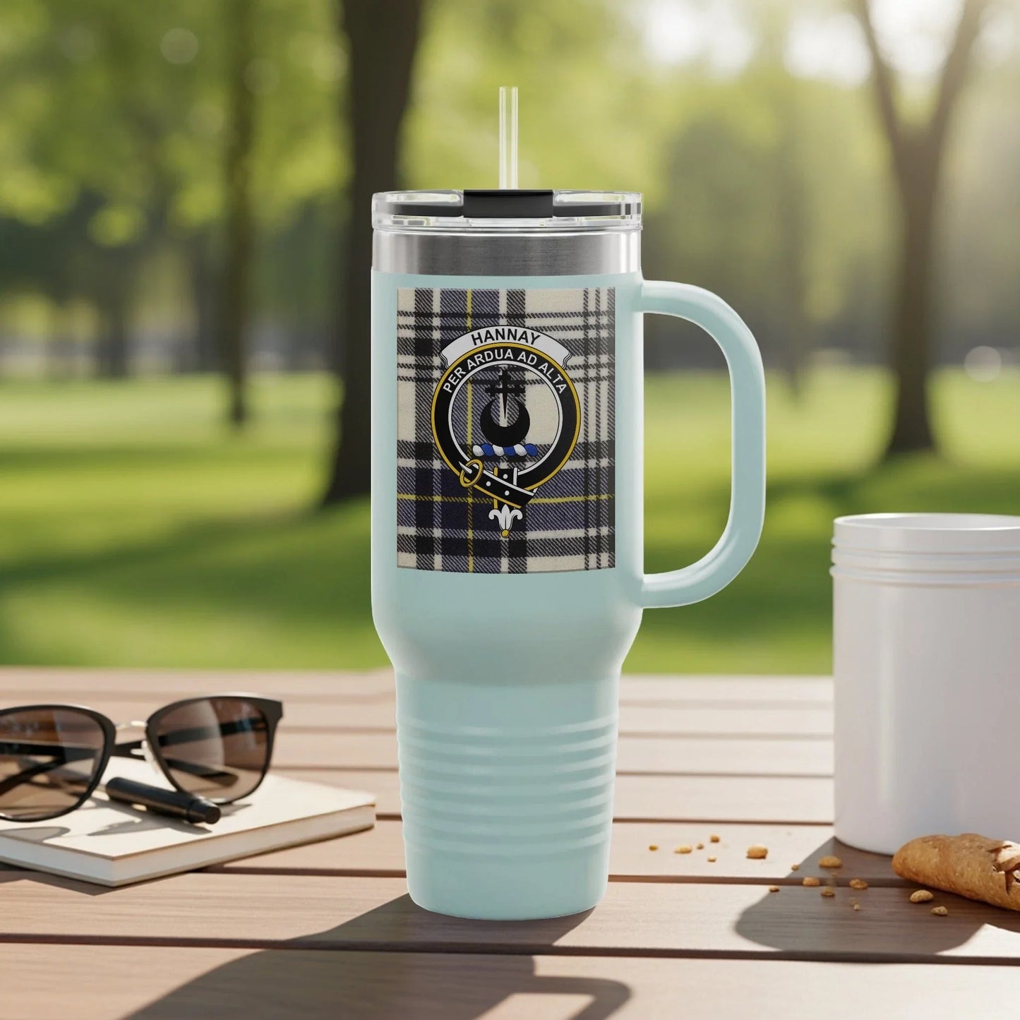 Insulated Tumbler with Handle Plaid Design Drinkware product type