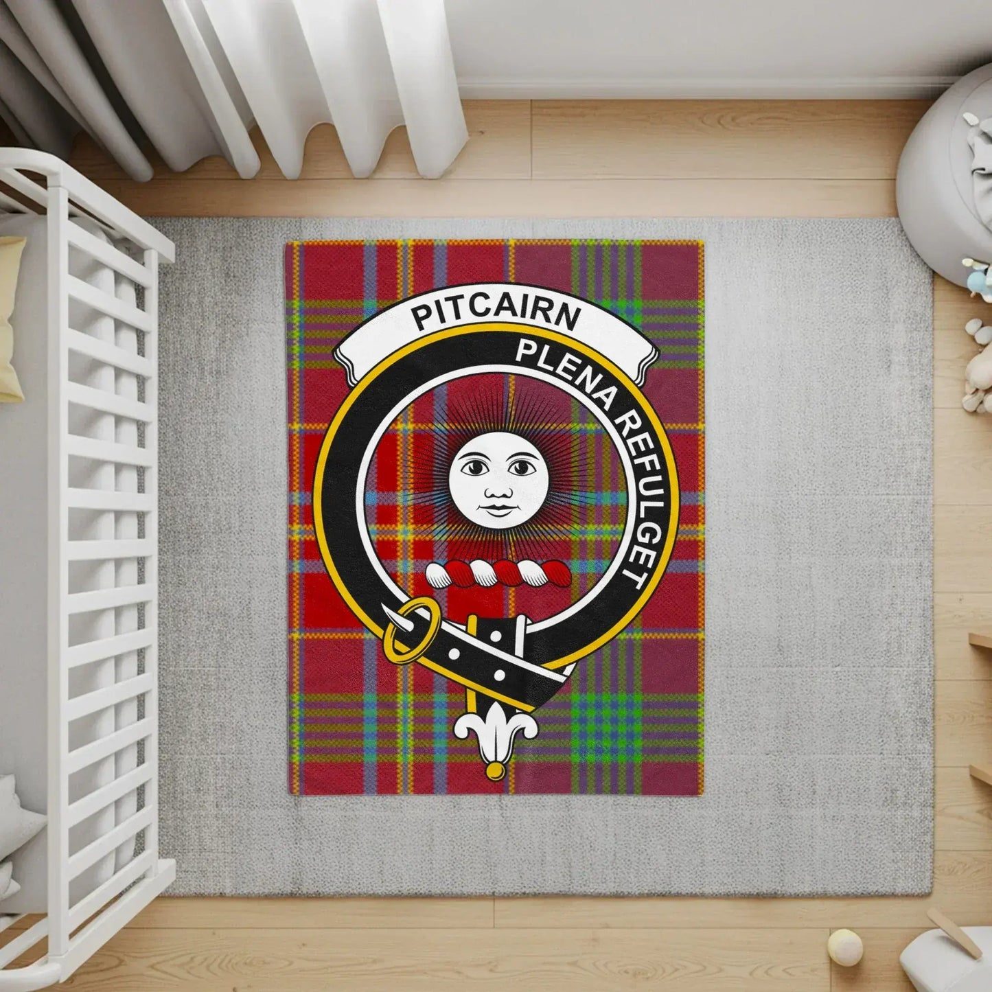 Pitcairn Crest Tartan Plaid Nursery Room Rug product