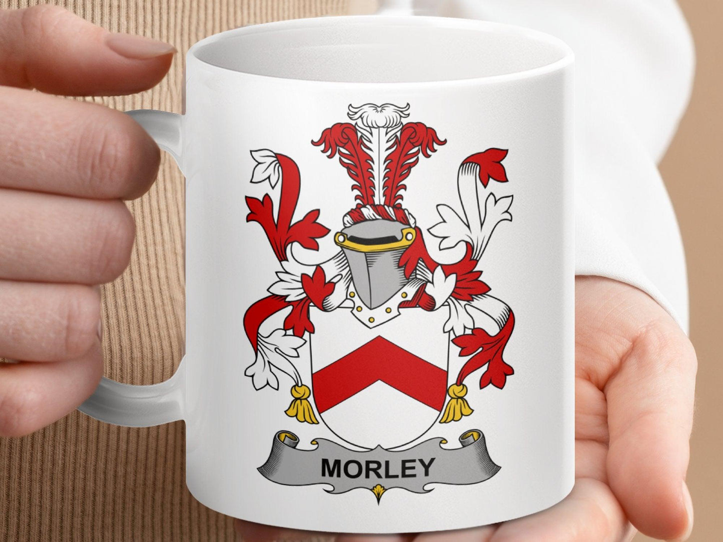 Morley Family Crest Coat of Arms Mug - Celtic Ancestry Gifts