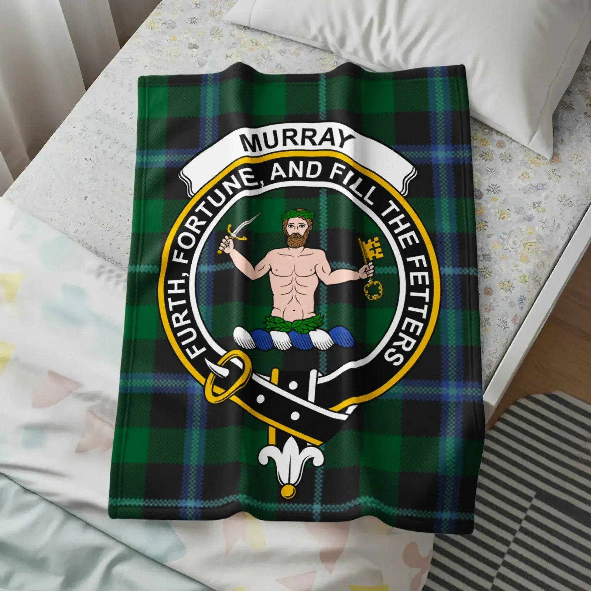 Murray Family Crest Tartan Blanket Cozy Bedding product