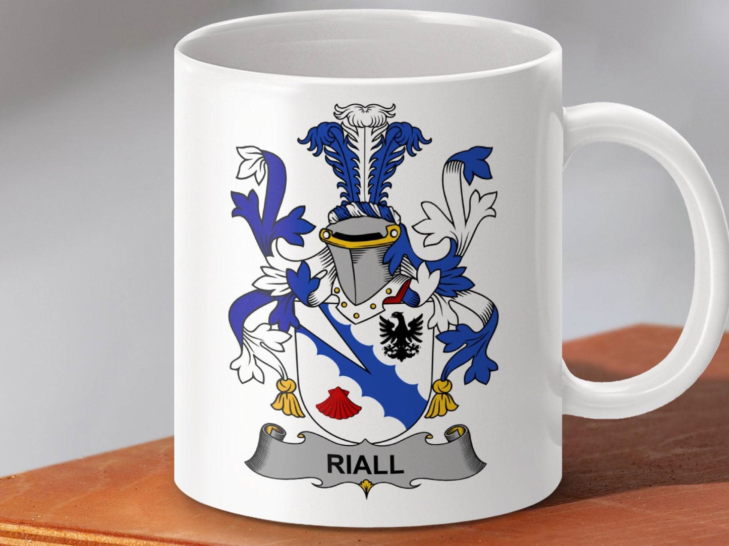 Riall Irish Family Crest Heraldic Emblem Mug - Celtic Ancestry Gifts