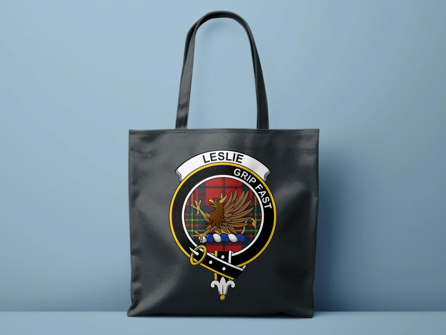 Leslie Scottish Clan Crest Tartan Tote Bags - Celtic Ancestry Gifts