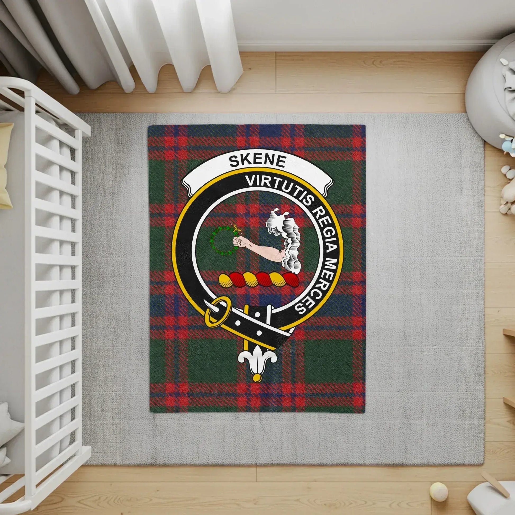 Clan Skene Tartan Crest Design Rectangular Rug product