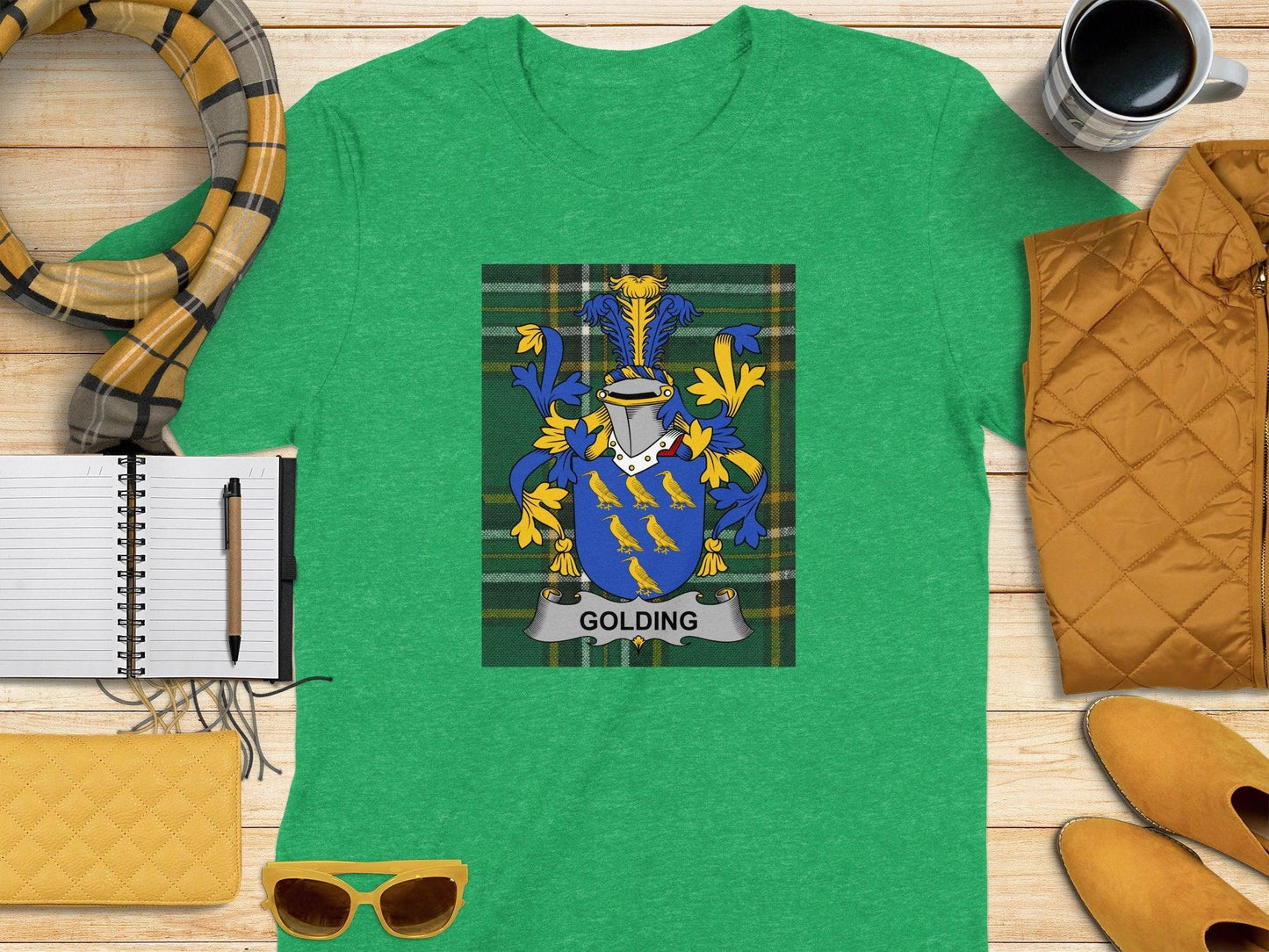 Golding Family Crest Tartan T-Shirt - Celtic Ancestry Gifts