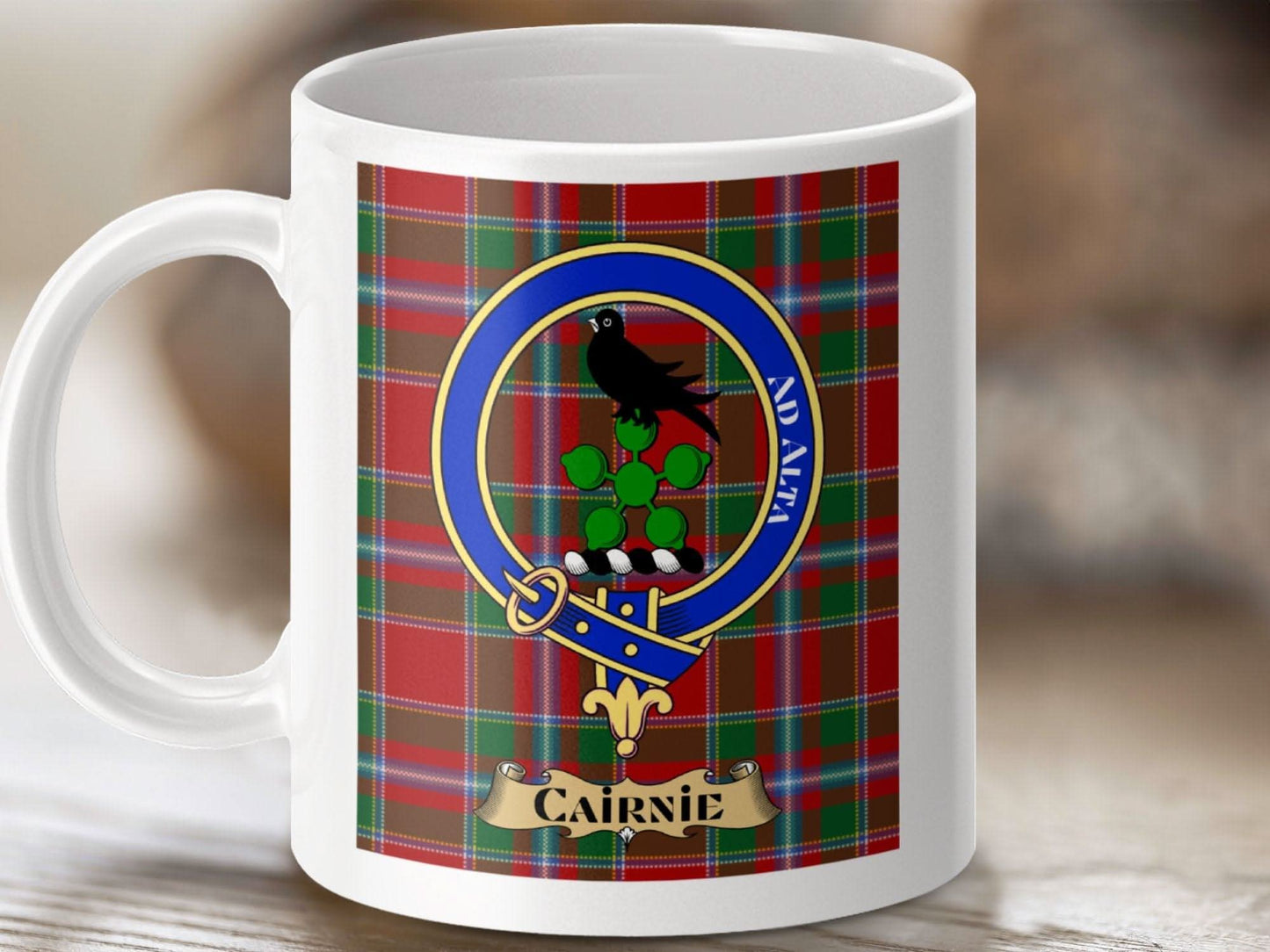 Cairnie Clan Tartan Mug Scottish Crest Coffee Cup product
