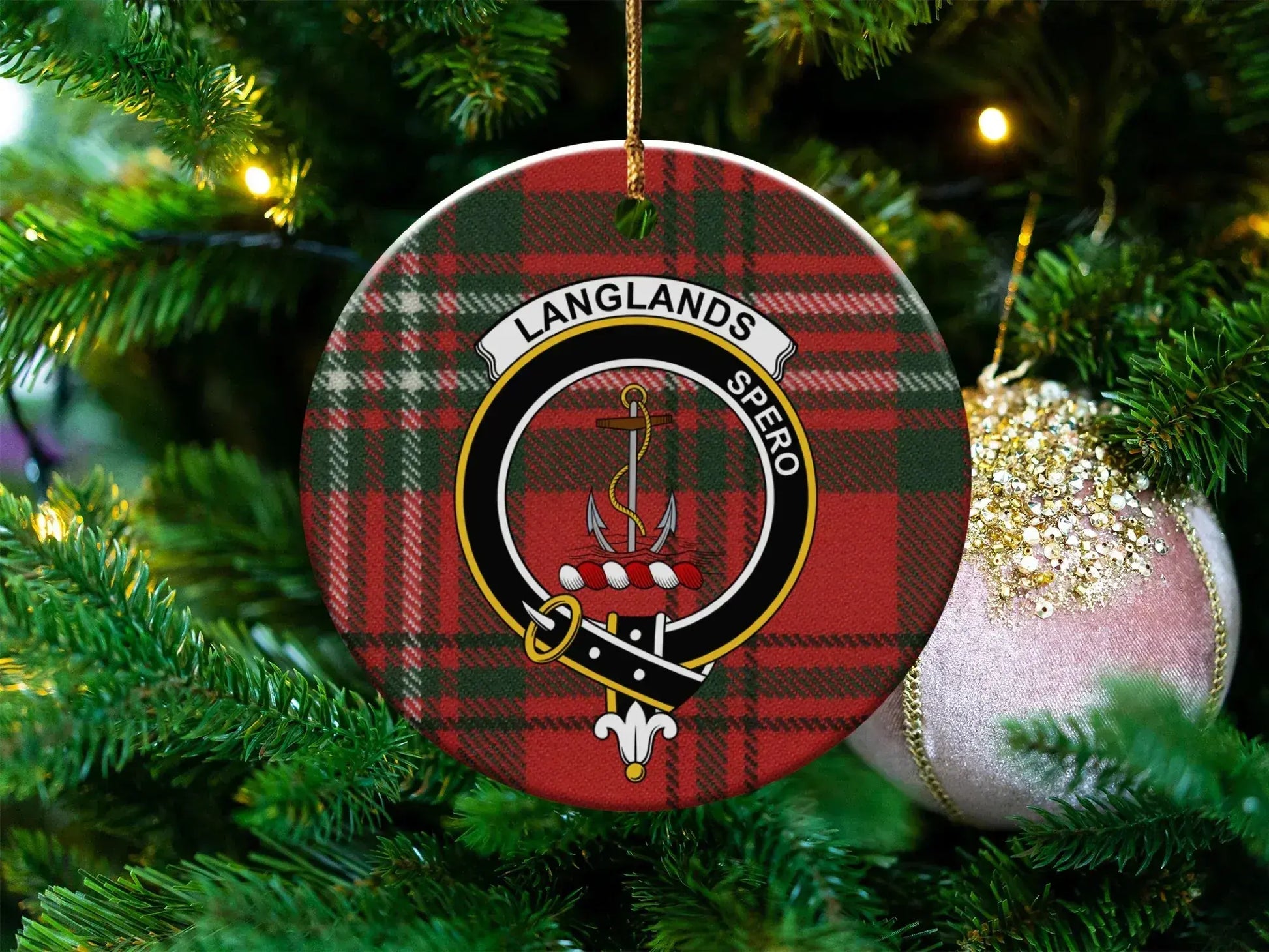 Langlands Spero Plaid Circle Ornament Holiday Product