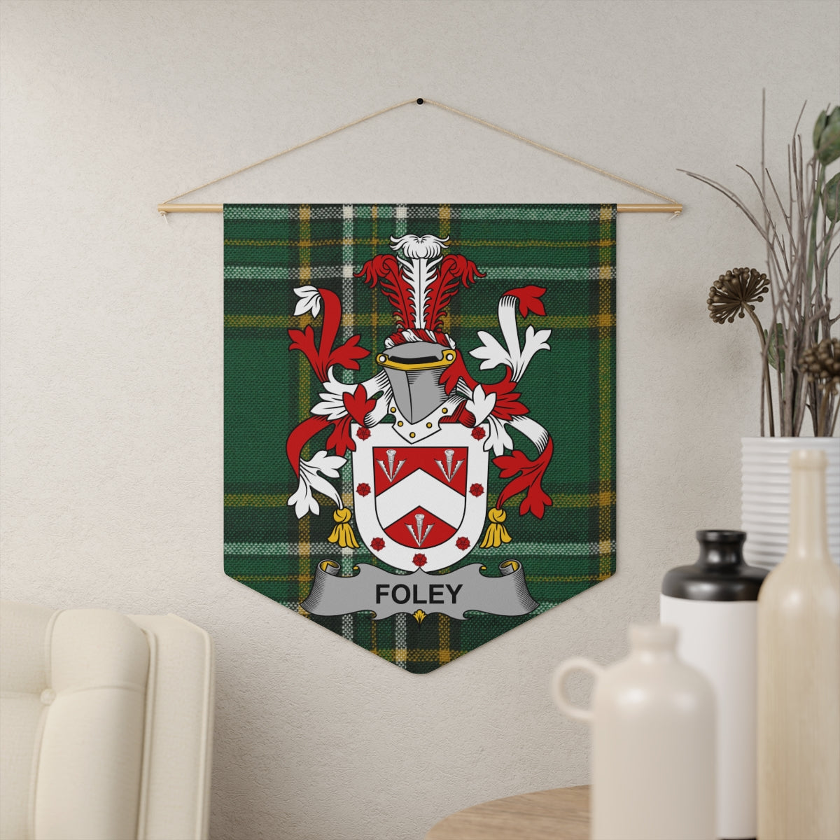 Foley Family Crest Plaid Background Wall Hanging product