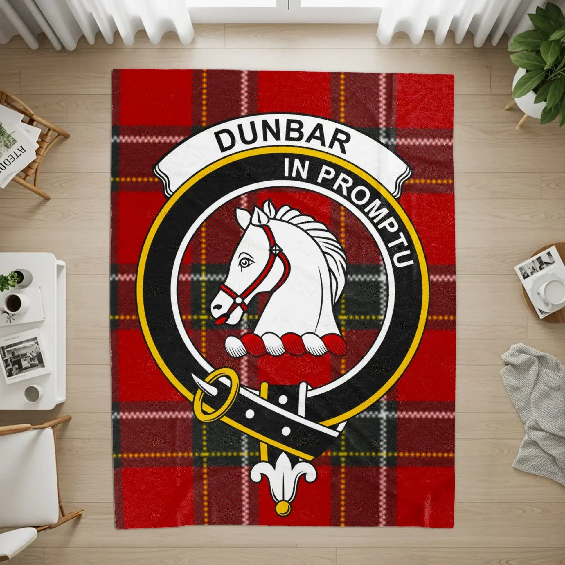 Dunbar In Promptu Crest Emblem on Red Plaid product