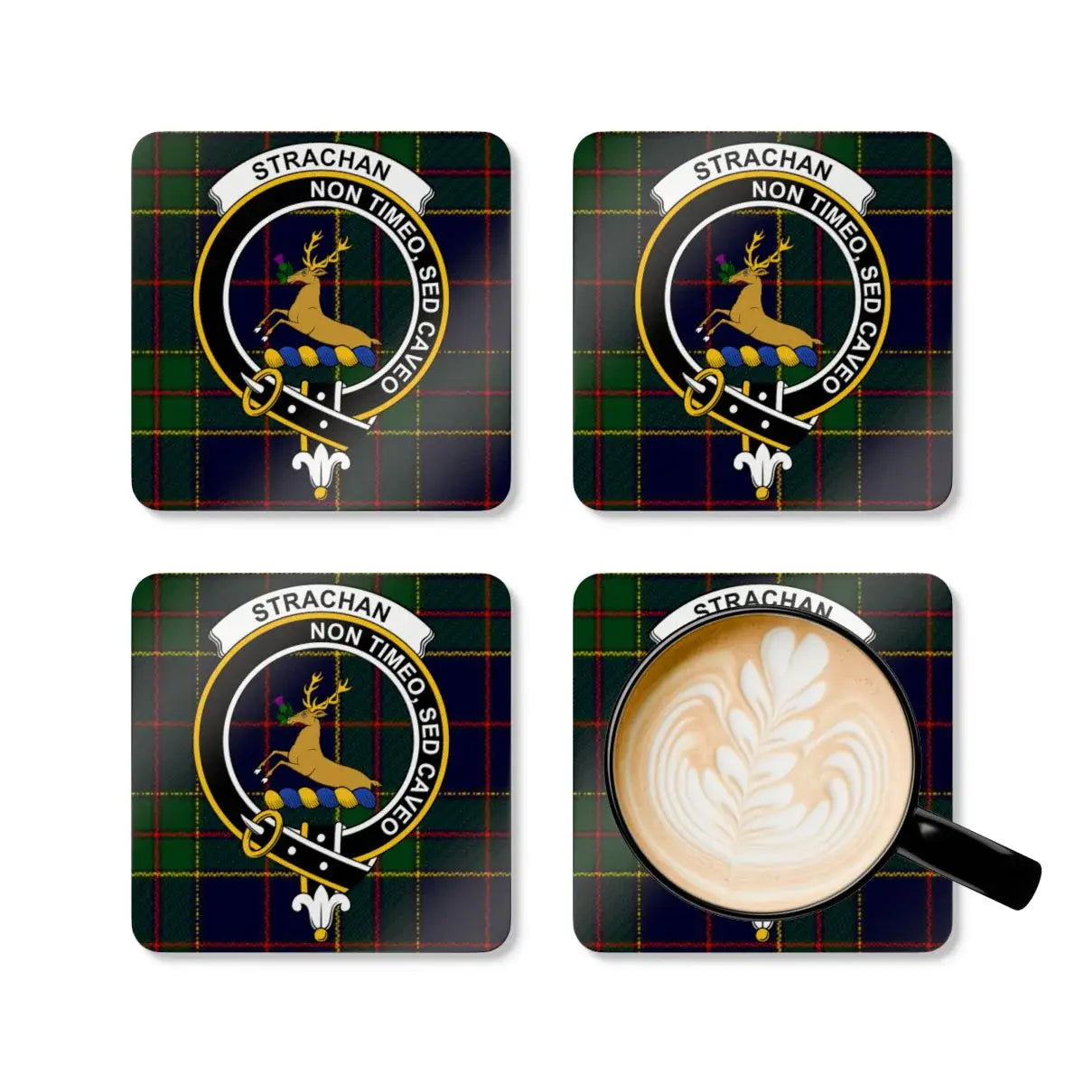 Strachan Family Crest Plaid Printed Drink Coaster product type