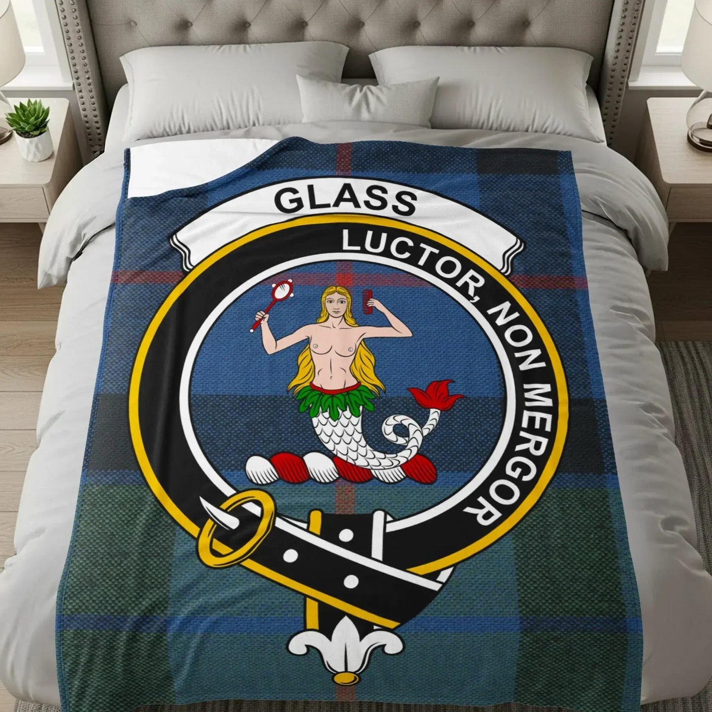 Glass Luctor Non Mergor Emblem Tartan Blanket product type