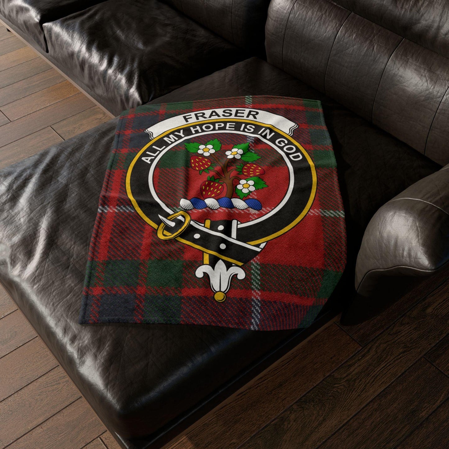 Fraser Clan Tartan Blanket – Scottish Crest Throw - Celtic Ancestry Gifts
