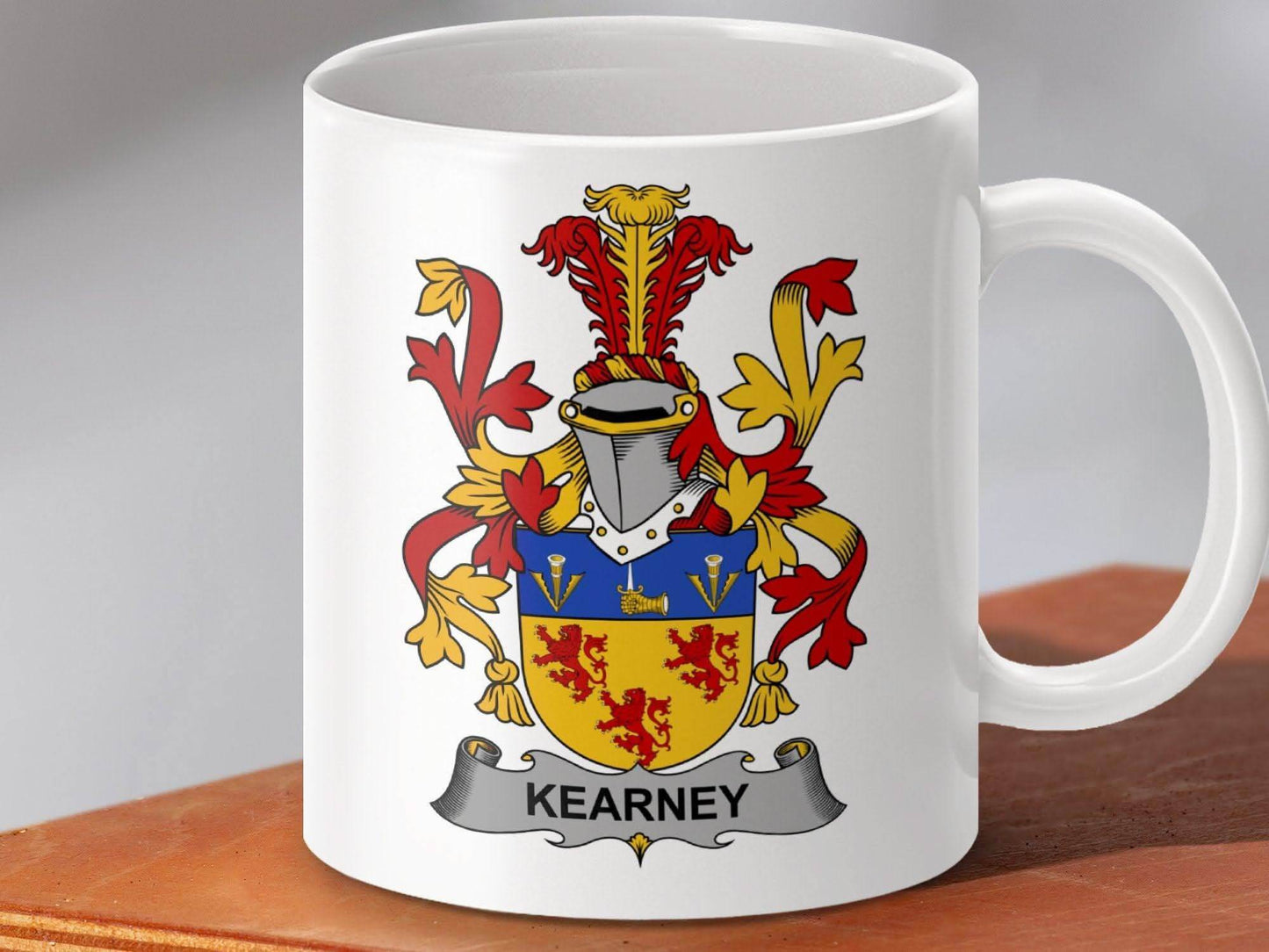 Kearney Irish Surname Coat of Arms Family Crest Heritage Mug - Celtic Ancestry Gifts