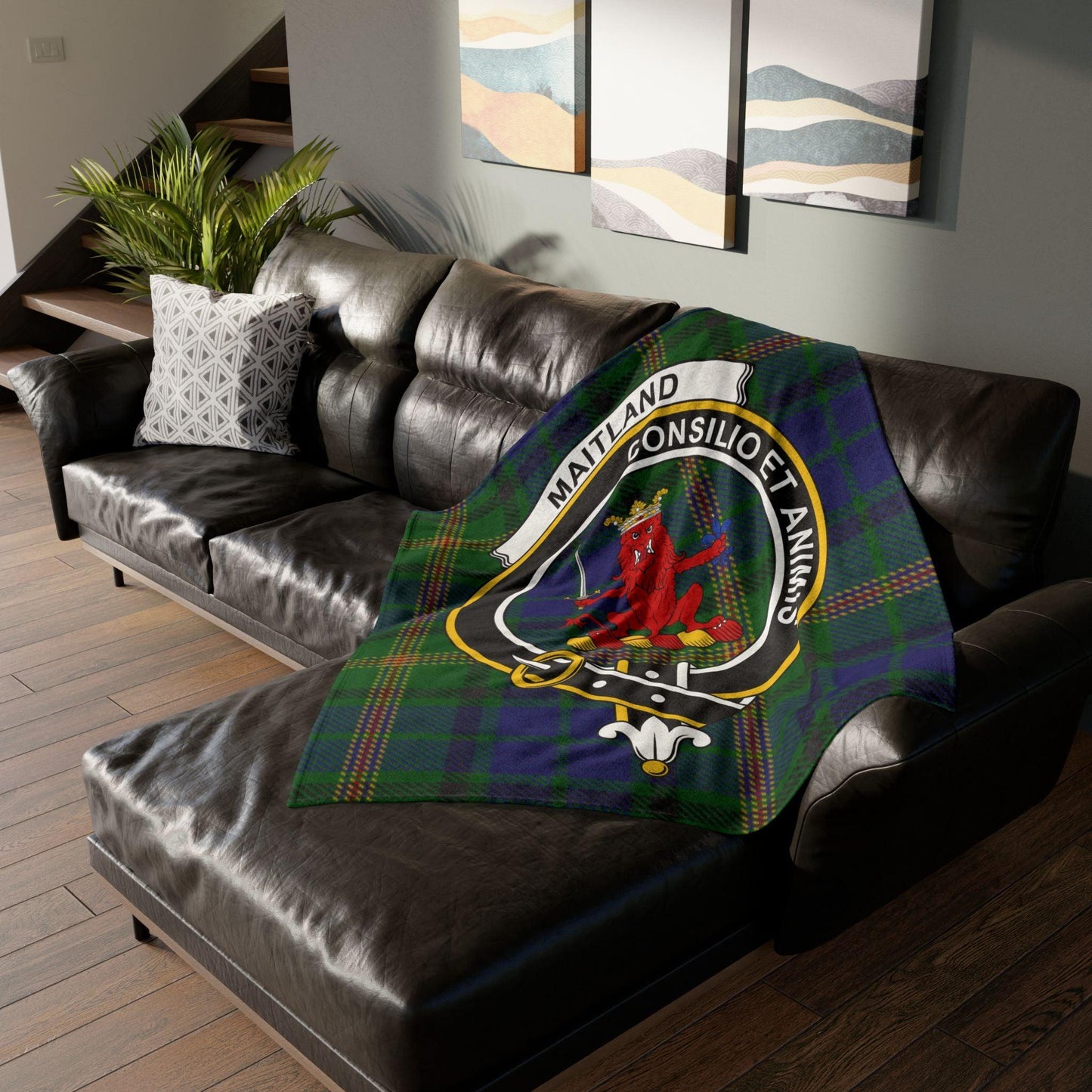 Maitland Clan Tartan Blanket – Scottish Crest Throw, Soft & Cozy